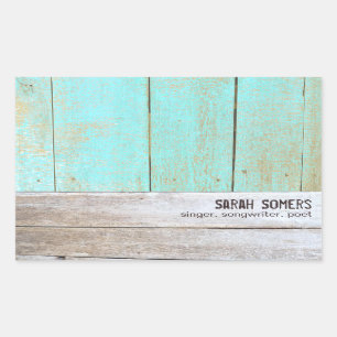 Country Vintage, Turquoise Rustic Wood Rectangular Sticker