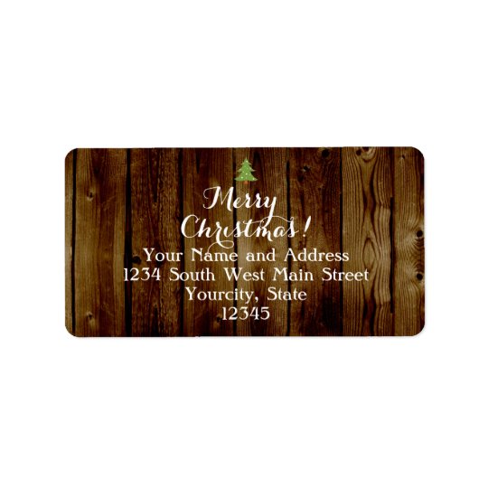 Country Vintage Wood Merry Christmas Address Label