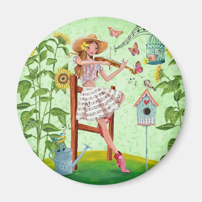 Country Violin Girl  | Magnet (Front)