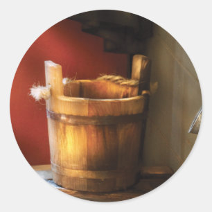 Country - Water pail and ladel Classic Round Sticker