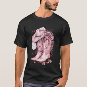 Country Wedding Bride Cowboy Hat Veil Pink Cowgirl T-Shirt