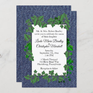 Country Wedding Denim Vines Invitation 5" x 7"