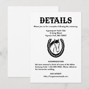Country Wedding Details Black Horse Rustic Western Invitation