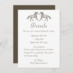 Country Wedding Details Horse Brown Rustic Western Invitation