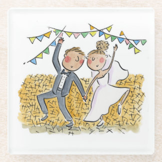 Country Wedding Glass Coaster