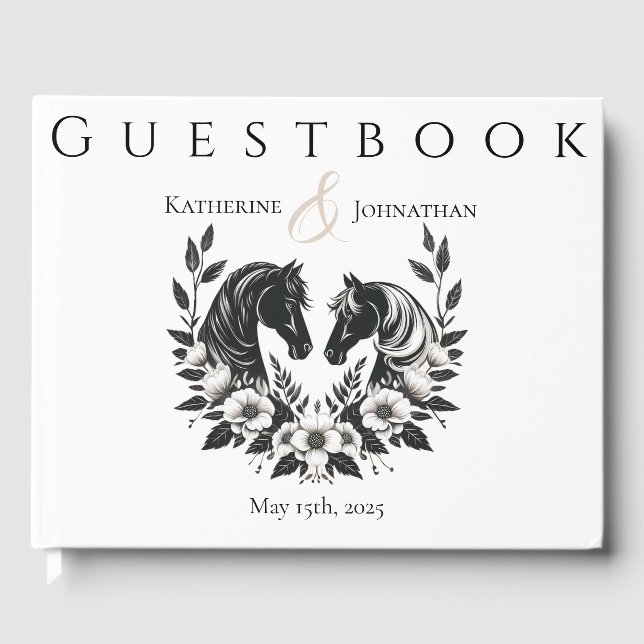 Country Wedding-Horses and Flowers Guest Book (Front)