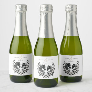 Country Wedding-Horses and Flowers Sparkling Wine Label