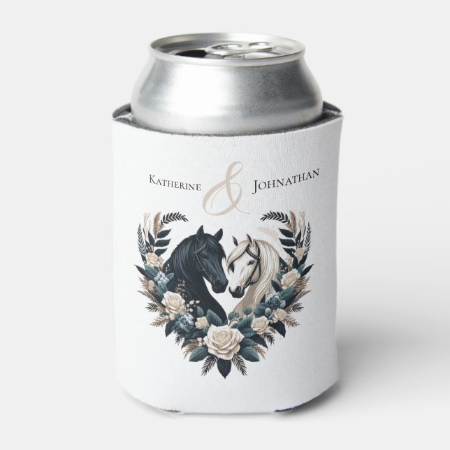 Country Wedding-Horses in Love  Can Cooler (Can Front)