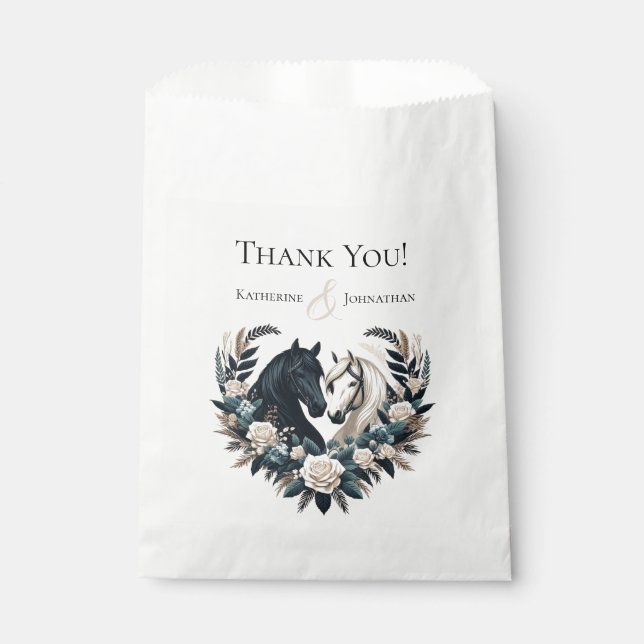 Country Wedding-Horses in Love Favour Bags (Front)