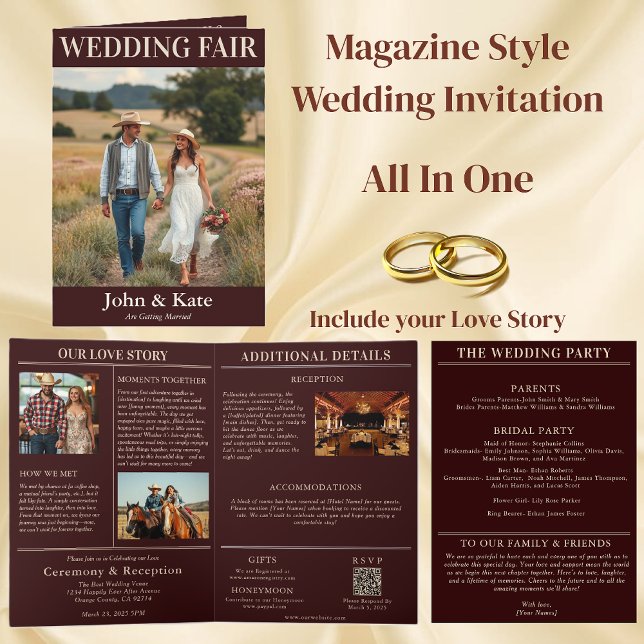 Country Wedding Magazine Cover Invitation (Country Wedding Magazine Cover-All in One Invitation)