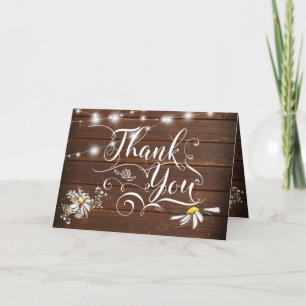 Country Wedding Mason Jar Daisies BarefootBride™ Thank You Card