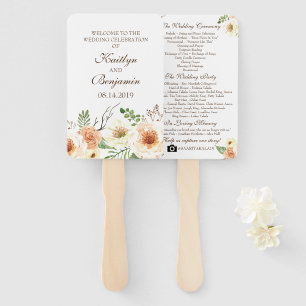 Country Wedding Program - Rustic Wedding Program Hand Fan