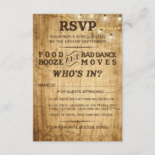 Country wedding RSVP for rustic wedding Card