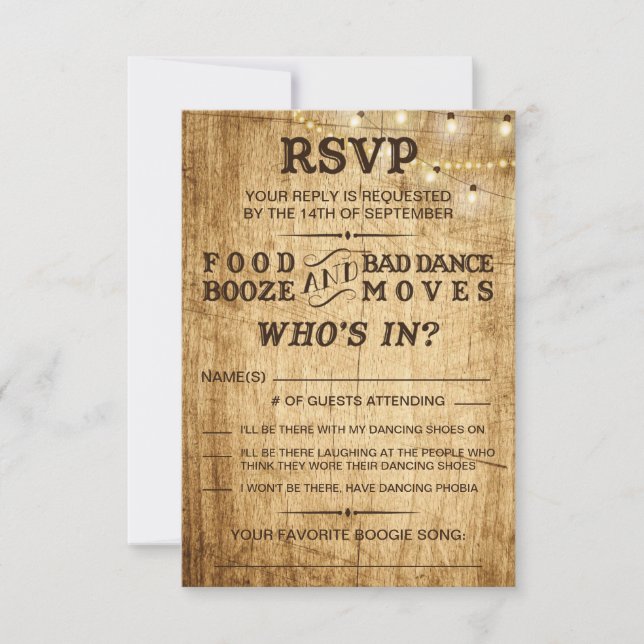 Country wedding RSVP for rustic wedding Card (Front)
