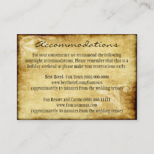 Country Wedding Rustic Insert Accommodation Cards