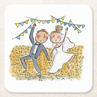 Country Wedding Square Paper Coaster