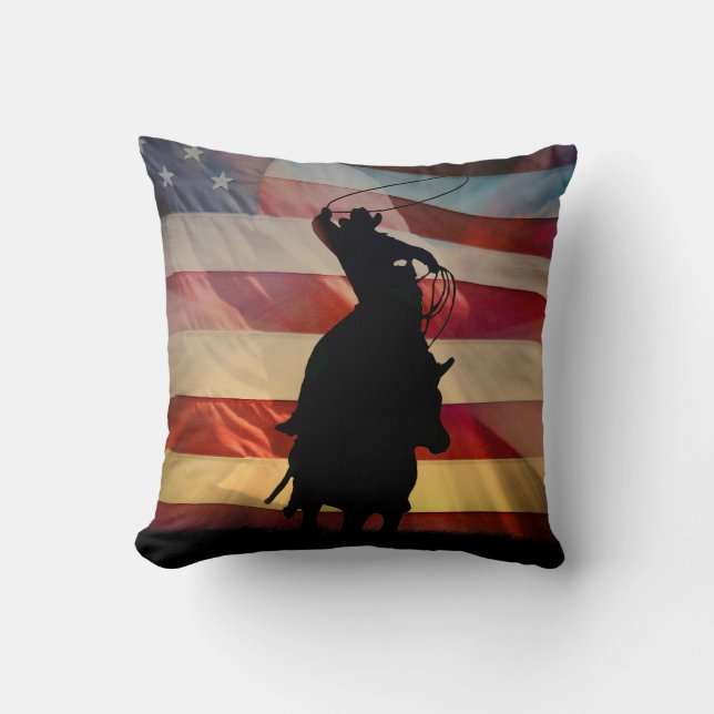Country Western American Cowboy Roper Cushion (Front)