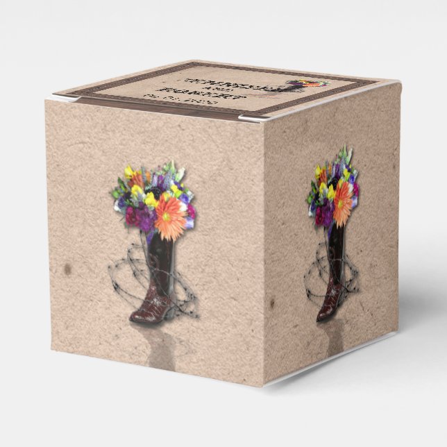 Country Western Barbed Wire Wedding Favour Box (Front Side)