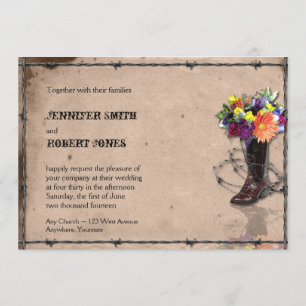 Country Western Barbed Wire Wedding Invitation