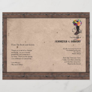 Country Western Barbed Wire Wedding Program
