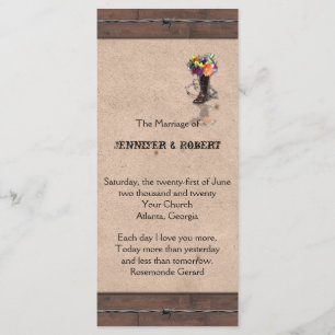 Country Western Barbed Wire Wedding Program