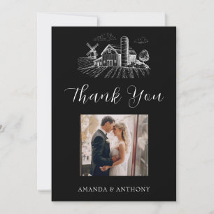 Country Western Barn Wedding  Thank You Card