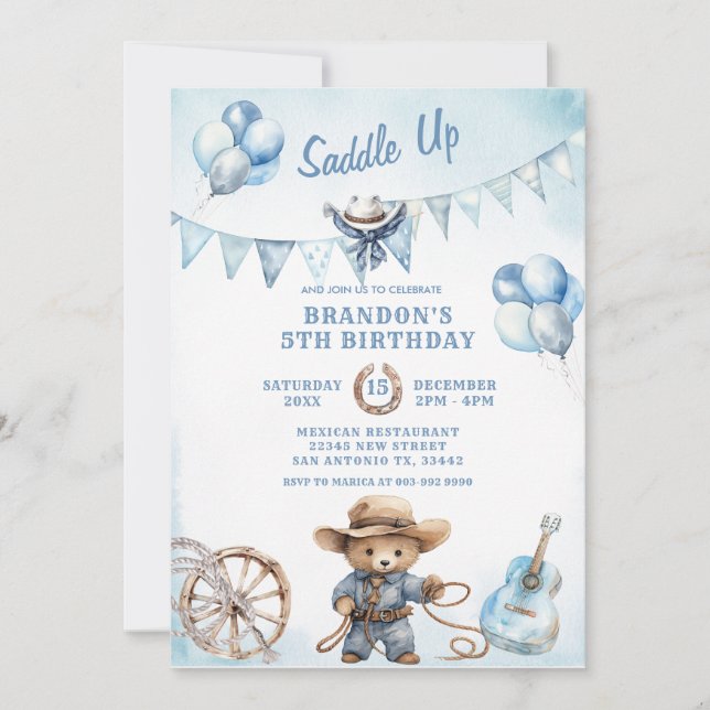 Country Western Boy Cowboy Birthday Invitation (Front)