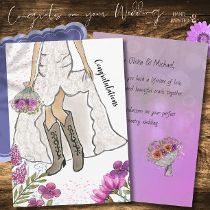 Country Western Bride Cowgirl Boots Wedding Card