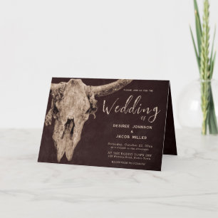 Country Western Brown Rodeo Bull Skull Invitation