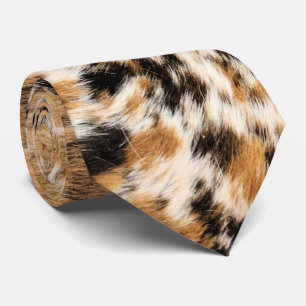 Country Western Chic Swirl Animal Fur Prints Tie