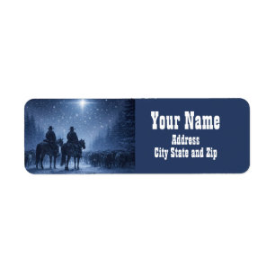Country Western Christmas Cowboys Return Address Label