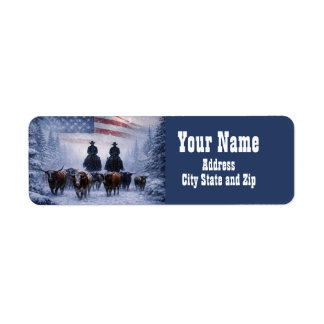 Country Western Christmas Cowboys Return Address Label
