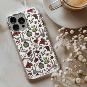 Country Western Christmas Floral Deer Head Skull iPhone 13 Pro Max Case