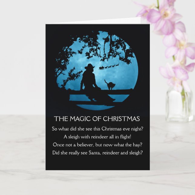 Country Western Christmas Magic Cowgirl Card (Orchid)