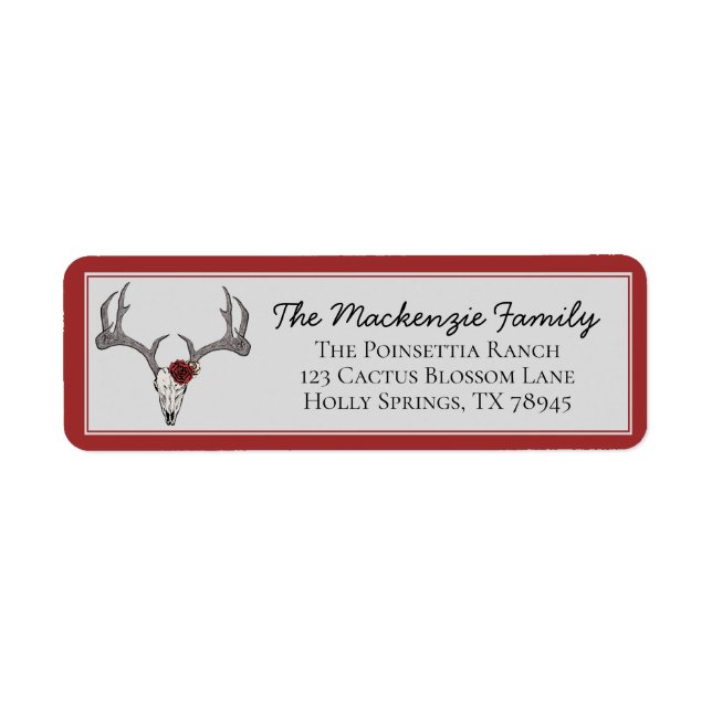 Country Western Christmas Reindeer Antlers Return Address Label (Front)