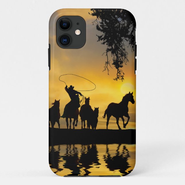 Country Western Cowboy and Wild Horses Case-Mate iPhone Case (Back)