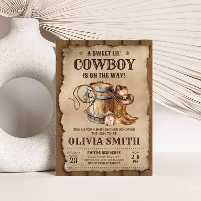Country Western Cowboy Baby Shower Invitation (Western Country Cowboy Baby Shower Invitation)