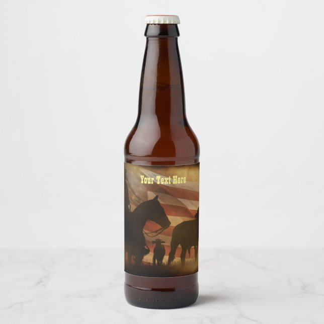 Country Western Cowboy Beer Bottle Label (Front)