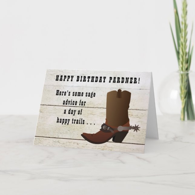 Country Western Cowboy Boot Fun Add Name Birthday Card (Front)
