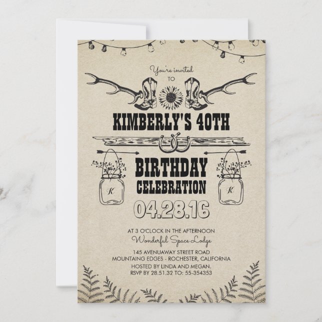 Country Western Cowboy Boots Birthday Party Invitation (Front)
