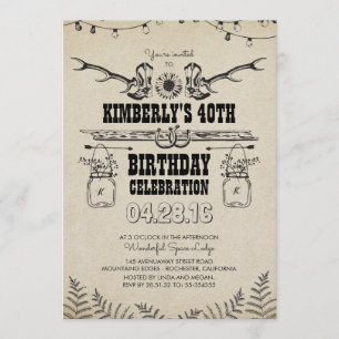 Country Western Cowboy Boots Birthday Party Invitation