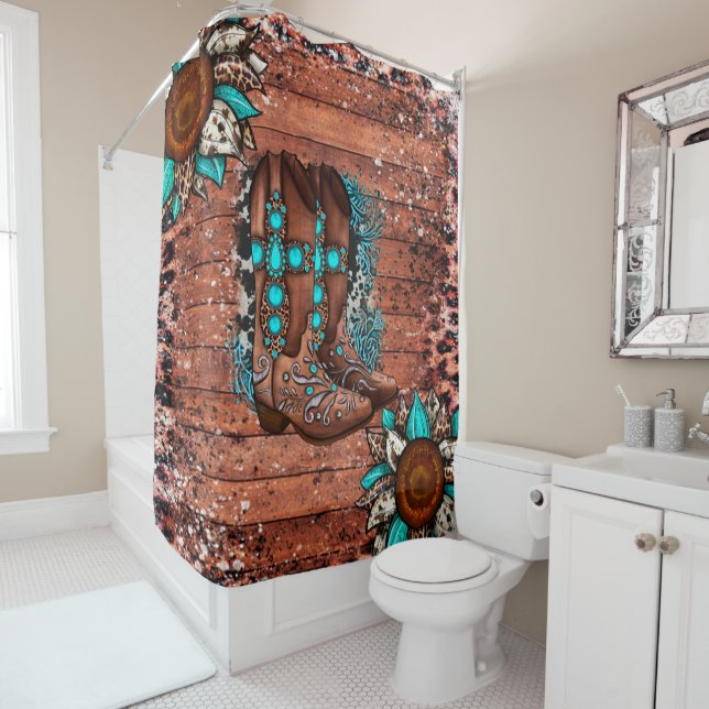 Country Western Cowboy Boots Shower Curtain (In Situ)