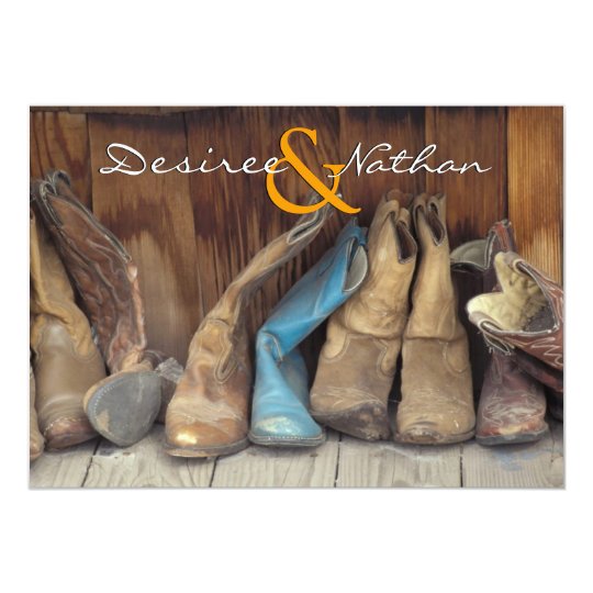 Country Western Cowboy Boots Wedding Invitation