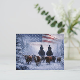 Country Western Cowboy Christmas Postcard