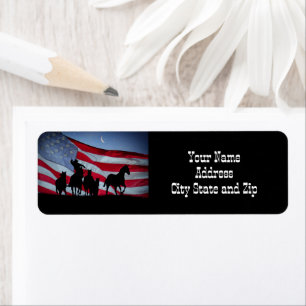 Country Western Cowboy Flag Return Address Label