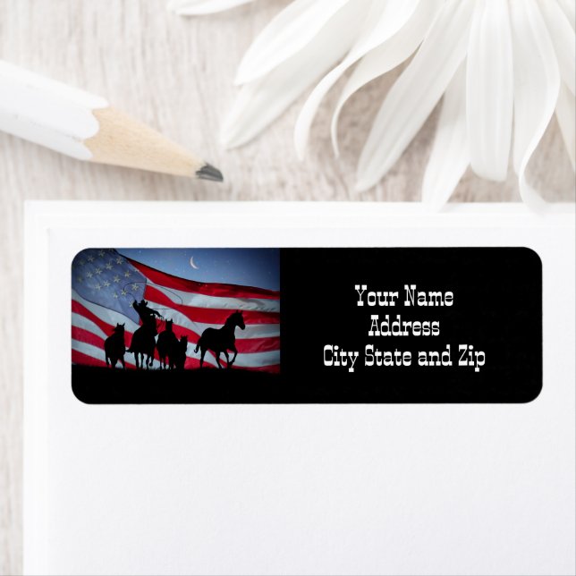 Country Western Cowboy Flag Return Address Return Address Label (Insitu)