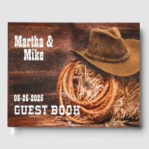 Country Western Cowboy Hat Lariat Rustic Wedding Guest Book