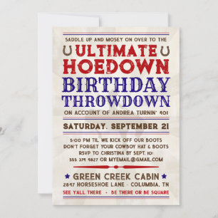 Country Western Cowboy Hoedown Party Invitation