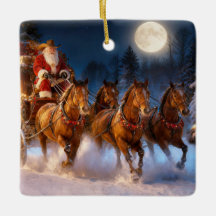 Country Western Cowboy Santa Christmas Stagecoach