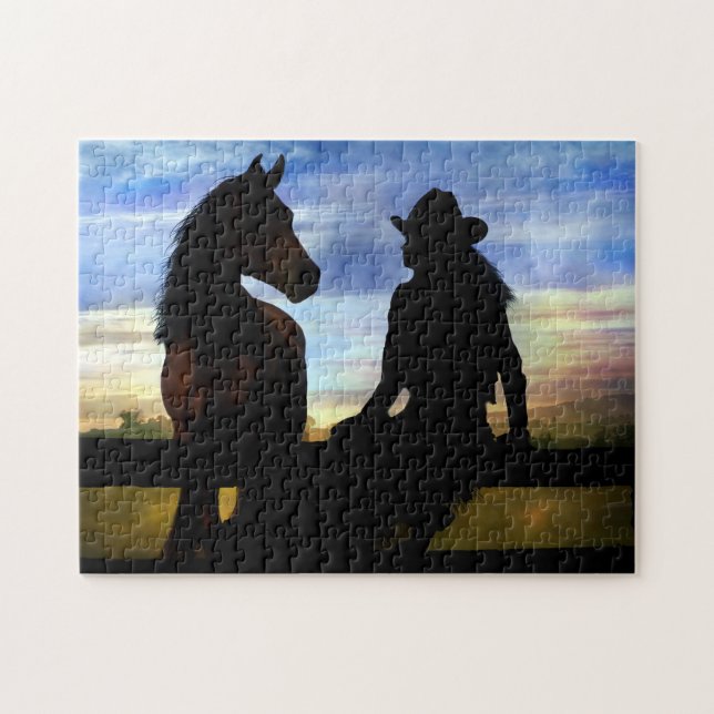 Country Western Cowgirl and Horse Jigsaw Puzzle (Horizontal)
